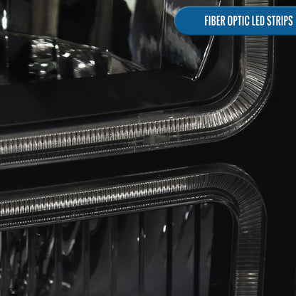 Ronnin - Fits 1999-2004 Ford F250 F350 F450 F550 Super Duty 2000-2004 Ford Excursion LED Tube Headlights Assembly Pair | Black Smoke