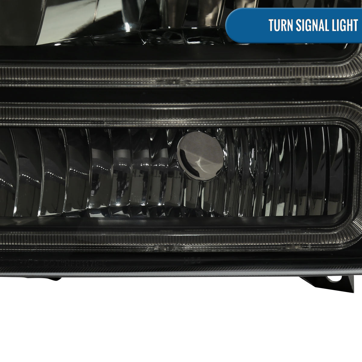 Ronnin - Fits 1999-2004 Ford F250 F350 F450 F550 Super Duty 2000-2004 Ford Excursion LED Tube Headlights Assembly Pair | Black Smoke