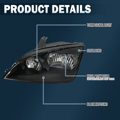 Ronnin - Conjunto de faros delanteros de repuesto de fábrica para Ford Focus 2005-2007, par | Cromo