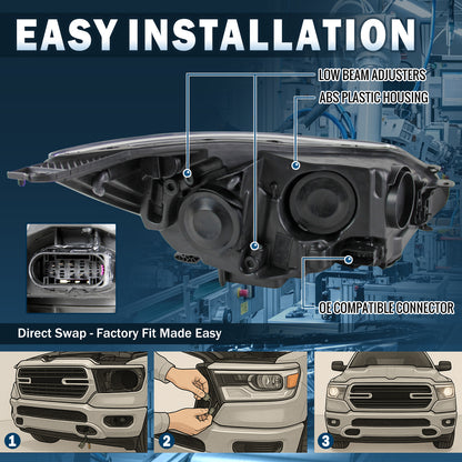 Ronnin - Conjunto de repuesto de faros para Ford Focus 2012-2014, par | Cromo