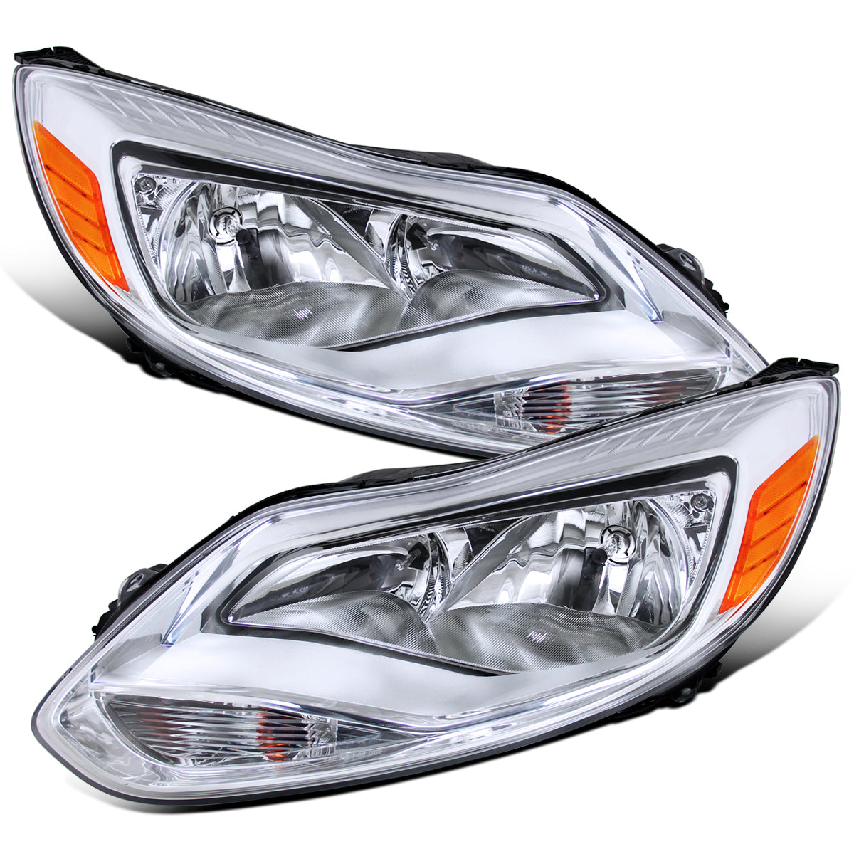 Ronnin - Conjunto de repuesto de faros para Ford Focus 2012-2014, par | Cromo