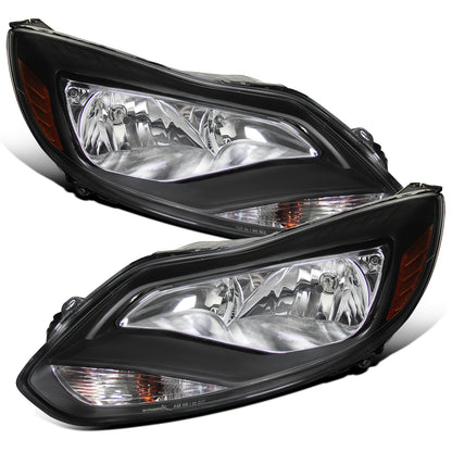 Ronnin - Conjunto de repuesto de faros delanteros para Ford Focus 2012-2014 | Par negro
