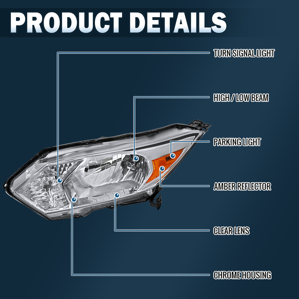 2016-2018 Honda HR-V HRV  Replacement Halogen Headlights Assembly Pair | Chrome