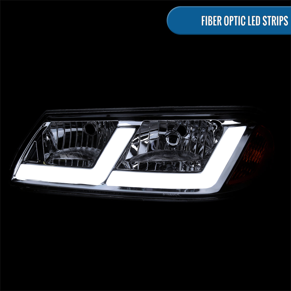 Ronnin - Fits 2000-2005 Chevy Impala Bright LED Tube Headlights Assembly Replacement Pair | Chrome