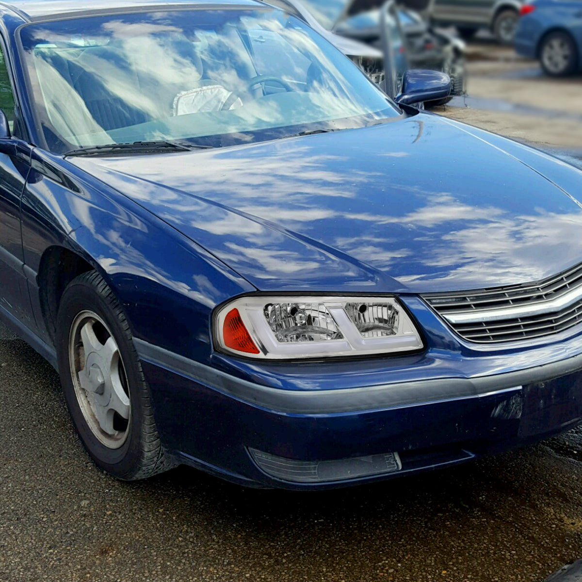 Ronnin - Fits 2000-2005 Chevy Impala Bright LED Tube Headlights Assembly Replacement Pair | Chrome