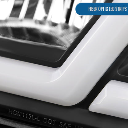 Ronnin - Fits 2000-2005 Chevy Impala Bright LED Tube Headlights Assembly Replacement Pair | Black