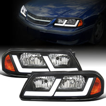 Ronnin - Fits 2000-2005 Chevy Impala Bright LED Tube Headlights Assembly Replacement Pair | Black