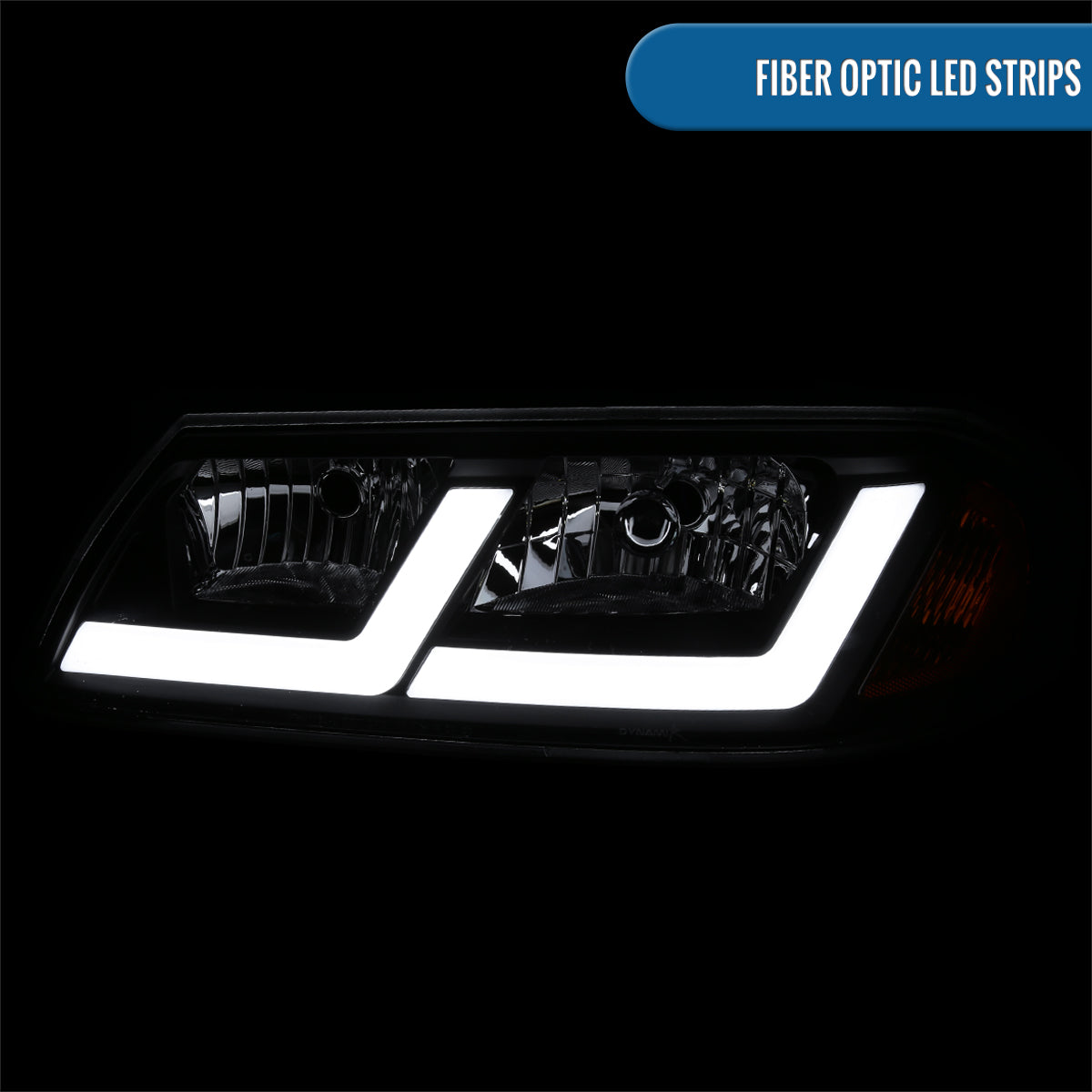 Ronnin - Fits 2000-2005 Chevy Impala Bright LED Tube Headlights Assembly Replacement Pair | Black Smoke