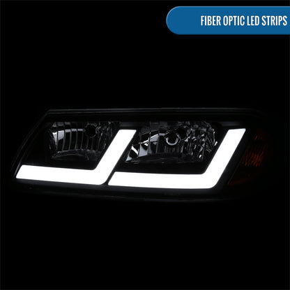 Ronnin - Fits 2000-2005 Chevy Impala Bright LED Tube Headlights Assembly Replacement Pair | Black Smoke