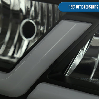 Ronnin - Fits 2000-2005 Chevy Impala Bright LED Tube Headlights Assembly Replacement Pair | Black Smoke