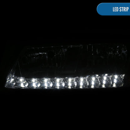 Ronnin - Faros delanteros LED de circulación diurna brillantes para Chevy Impala 2000-2005, reemplazo de conjunto, par | Cromo