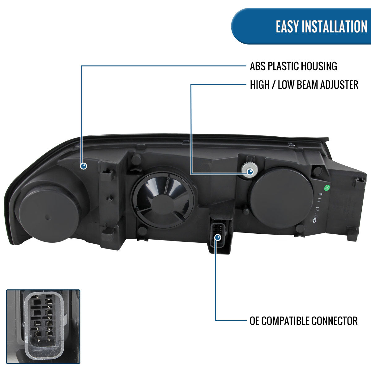 Ronnin - Faros delanteros LED de circulación diurna brillantes para Chevy Impala 2000-2005, reemplazo de conjunto, par | Cromo