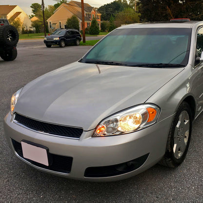 Ronnin - Compatible con Chevy Impala 2006-2013, Impala Limited 2014-2016, Monte Carlo 2006-2007 | Par de ensamblajes de faros halógenos de repuesto | Cromado