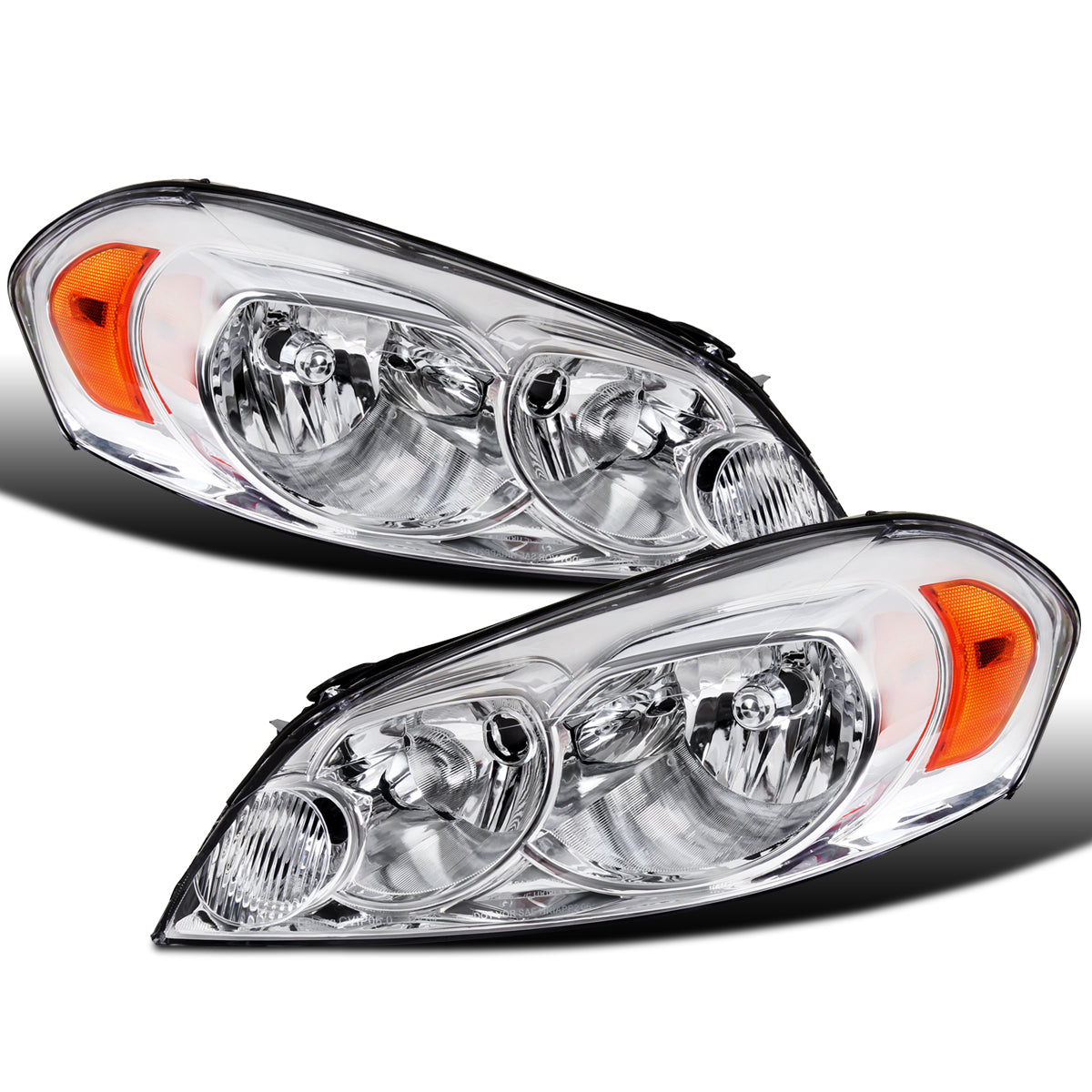 Ronnin - Compatible con Chevy Impala 2006-2013, Impala Limited 2014-2016, Monte Carlo 2006-2007 | Par de ensamblajes de faros halógenos de repuesto | Cromado