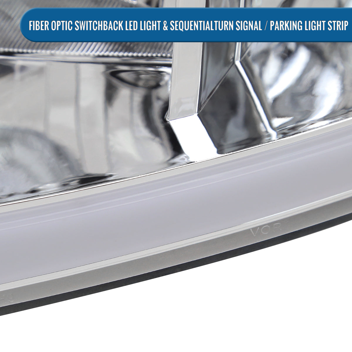 Ronnin - Fits 2006-2013 Chevy Impala 2006-2007 Monte Carlo Upgraded Replacement LED Tube Switchback Sequential Turn Signal Halogen Headlights Assembly Pair | Chrome