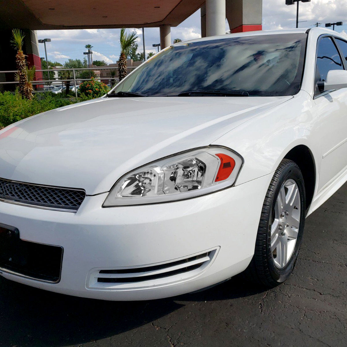 Ronnin - Fits 2006-2013 Chevy Impala 2006-2007 Monte Carlo Upgraded Replacement LED Tube Switchback Sequential Turn Signal Halogen Headlights Assembly Pair | Chrome