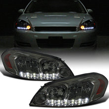 Ronnin - Fits 2006-2013 Chevy Impala 2014-2016 Impala Limited 2006-2007 Monte Carlo Bright LED Running Lights Halogen Headlights Assembly Pair | Smoke
