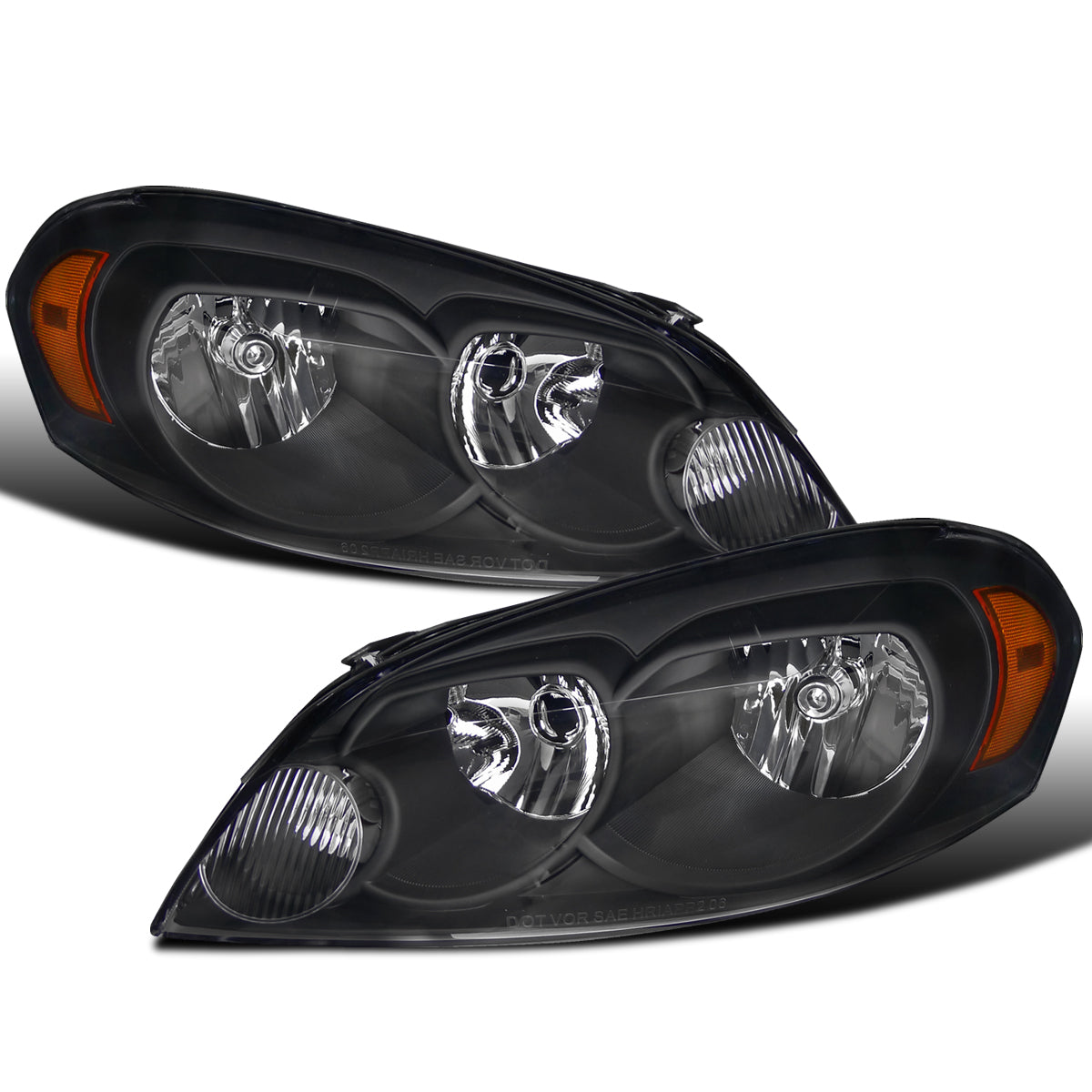 Ronnin - Compatible con Chevy Impala 2006-2013, Impala Limited 2014-2016, Monte Carlo 2006-2007, par de faros delanteros halógenos de repuesto de fábrica | Negros