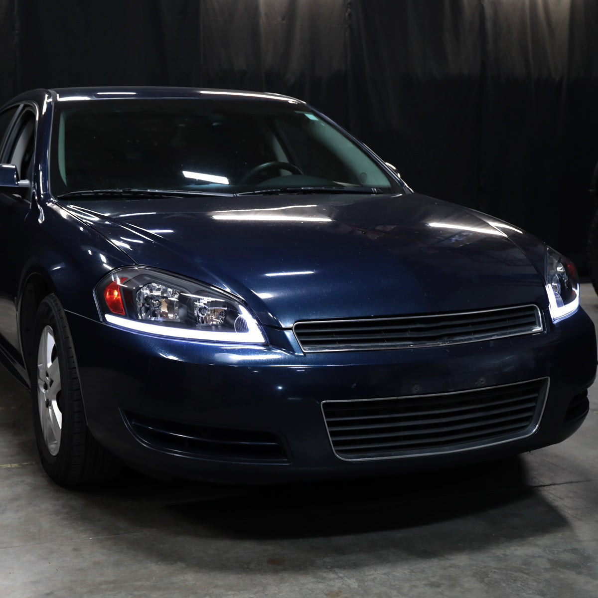 Ronnin - Fits 2006-2013 Chevy Impala 2006-2007 Monte Carlo Upgraded Replacement LED Tube Switchback Sequential Turn Signal Halogen Headlights Assembly Pair | Black