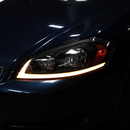 Ronnin - Fits 2006-2013 Chevy Impala 2006-2007 Monte Carlo Upgraded Replacement LED Tube Switchback Sequential Turn Signal Halogen Headlights Assembly Pair | Black