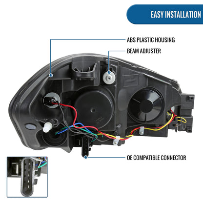 Ronnin - Fits 2006-2013 Chevy Impala 2006-2007 Monte Carlo Upgraded Replacement LED Tube Switchback Sequential Turn Signal Halogen Headlights Assembly Pair | Black