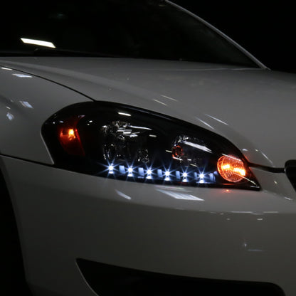 Ronnin - Compatible con Chevy Impala 2006-2013 Impala Limited 2014-2016 Monte Carlo 2006-2007 Par de luces diurnas LED brillantes con faros halógenos | Negro