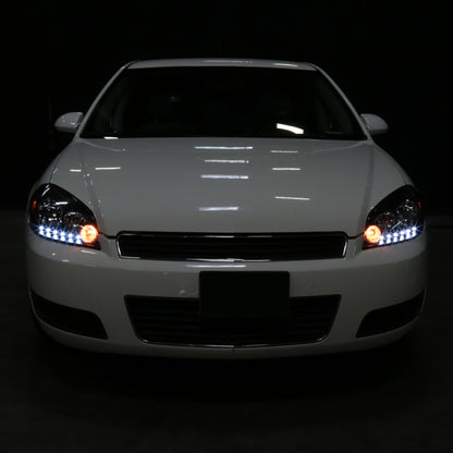 Ronnin - Compatible con Chevy Impala 2006-2013 Impala Limited 2014-2016 Monte Carlo 2006-2007 Par de luces diurnas LED brillantes con faros halógenos | Negro