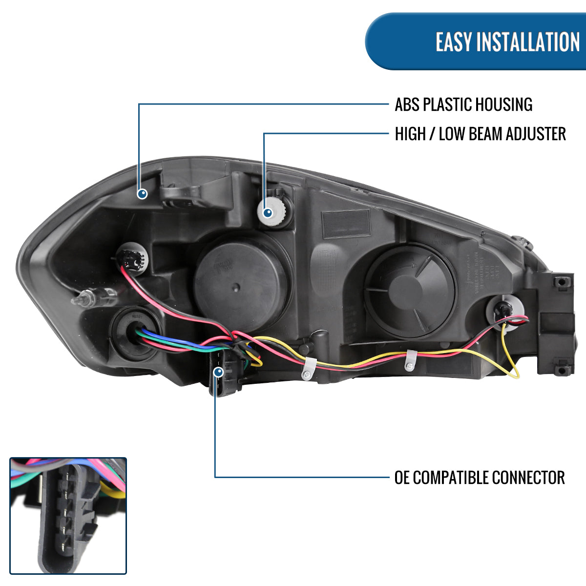 Ronnin - Compatible con Chevy Impala 2006-2013 Impala Limited 2014-2016 Monte Carlo 2006-2007 Par de luces diurnas LED brillantes con faros halógenos | Negro