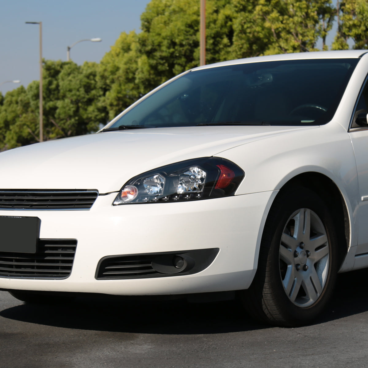Ronnin - Compatible con Chevy Impala 2006-2013 Impala Limited 2014-2016 Monte Carlo 2006-2007 Par de luces diurnas LED brillantes con faros halógenos | Negro