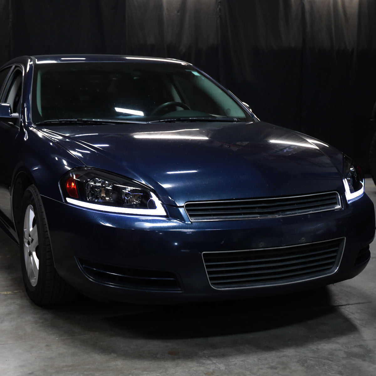 Ronnin - Fits 2006-2013 Chevy Impala 2006-2007 Monte Carlo Upgraded Replacement LED Tube Switchback Sequential Turn Signal Halogen Headlights Assembly Pair | Black Smoke