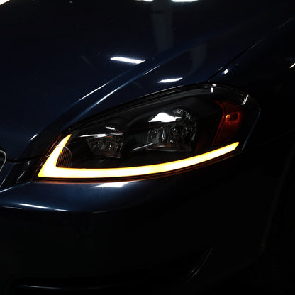 Ronnin - Fits 2006-2013 Chevy Impala 2006-2007 Monte Carlo Upgraded Replacement LED Tube Switchback Sequential Turn Signal Halogen Headlights Assembly Pair | Black Smoke