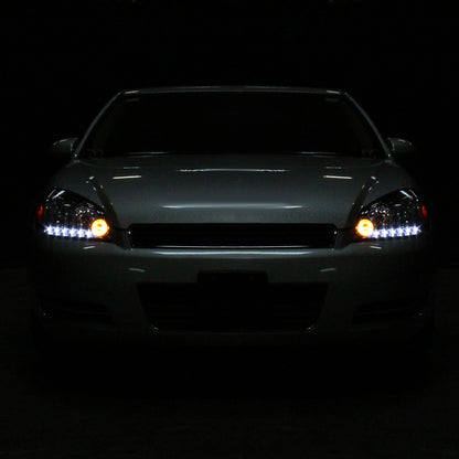 Ronnin - Compatible con Chevy Impala 2006-2013, Impala Limited 2014-2016, Monte Carlo 2006-2007, Luces de Circulación Diurna LED Brillantes, Par de Conjuntos de Faros Halógenos | Cromado