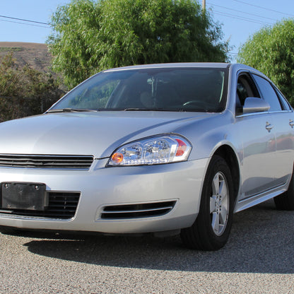 Ronnin - Compatible con Chevy Impala 2006-2013, Impala Limited 2014-2016, Monte Carlo 2006-2007, Luces de Circulación Diurna LED Brillantes, Par de Conjuntos de Faros Halógenos | Cromado