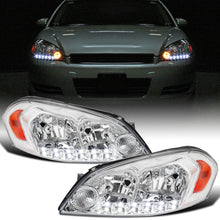 Ronnin - Fits 2006-2013 Chevy Impala 2014-2016 Impala Limited 2006-2007 Monte Carlo Bright LED Running Lights Halogen Headlights Assembly Pair | Chrome