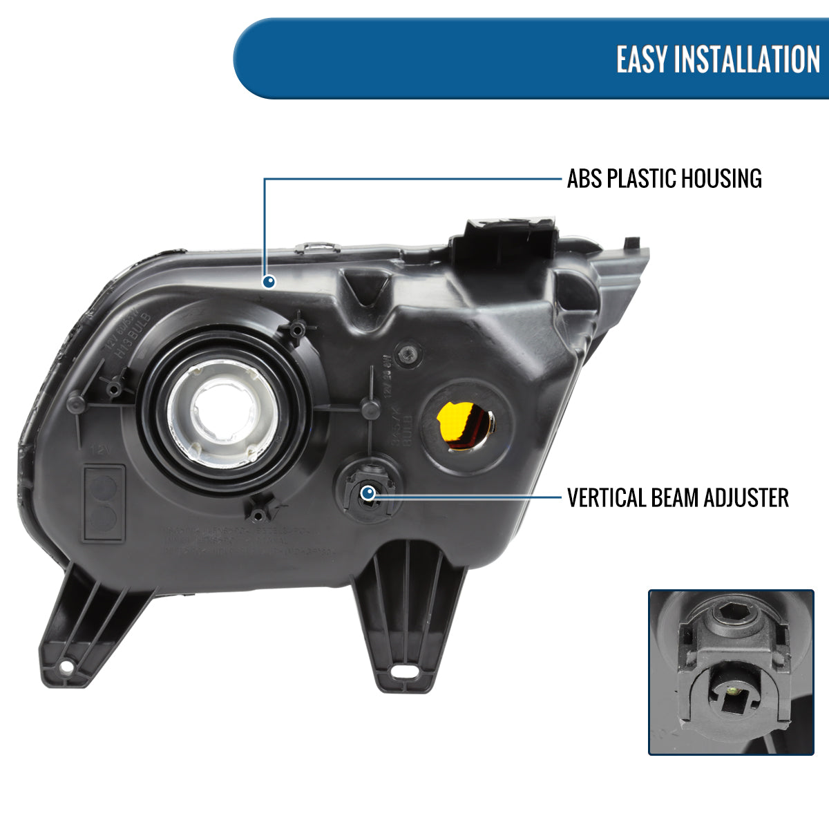 Ronnin - Fits 2010-2014 Ford Mustang Halogen Headlights Factory Replacement Assembly | Black