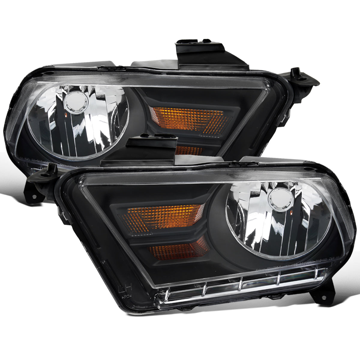 Ronnin - Fits 2010-2014 Ford Mustang Halogen Headlights Factory Replacement Assembly | Black
