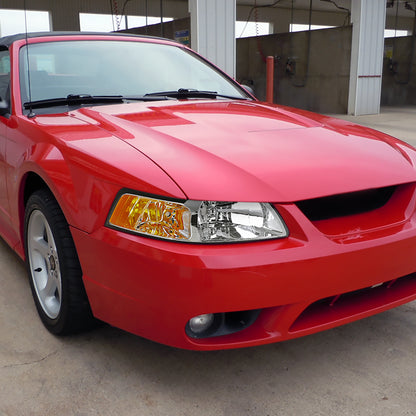 Ronnin - Fits 1999-2004 Ford Mustang Factory Replacement Headlights Assembly Pair | Chrome