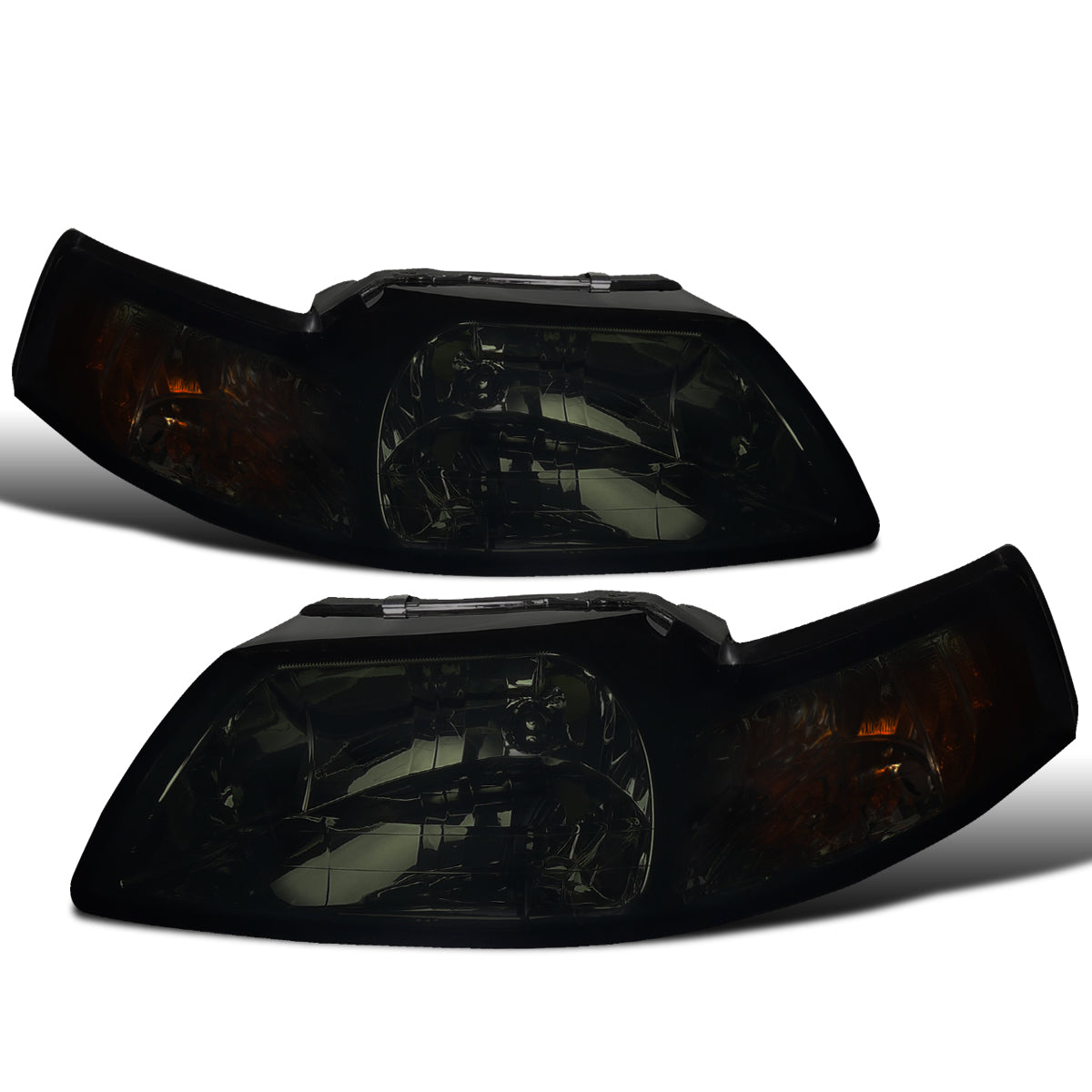Ronnin - Fits 1999-2004 Ford Mustang Factory Replacement Headlights Assembly Pair | Smoke