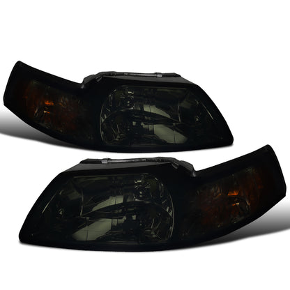 Ronnin - Fits 1999-2004 Ford Mustang Factory Replacement Headlights Assembly Pair | Smoke