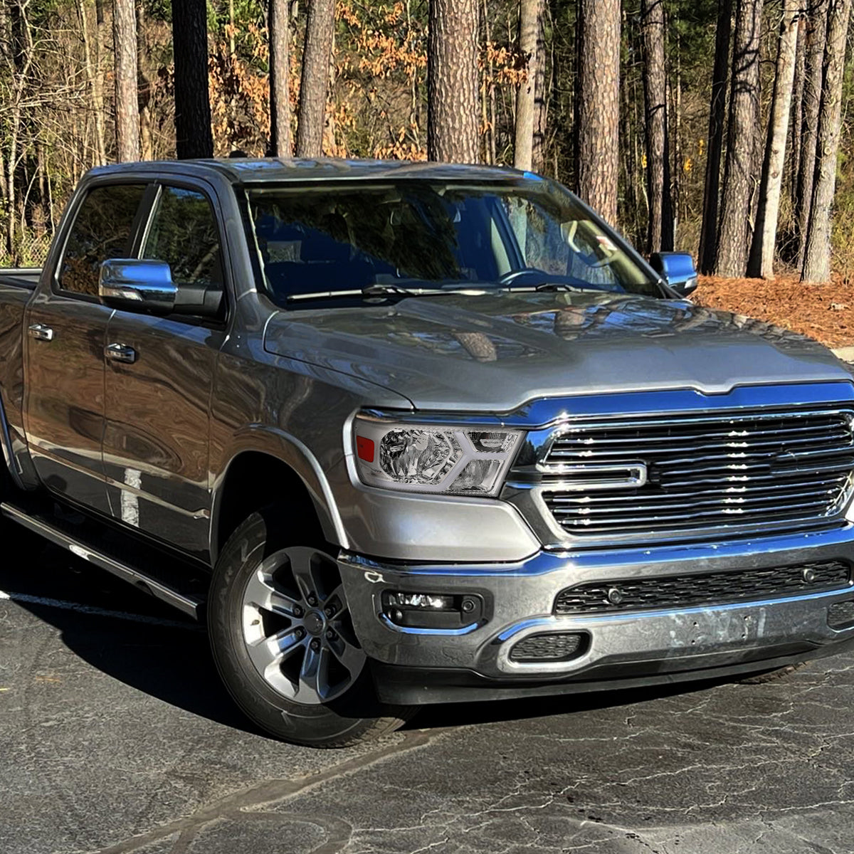 Ronnin - Fits 2019-2024 Ram 1500 Upgraded Factory Replacement Halogen Headlights LED Animated Startup Effect Assembly Pair | Chrome