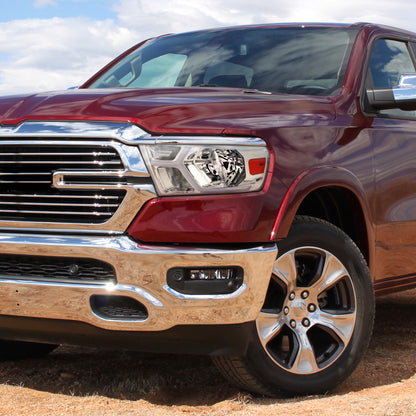 Ronnin - Fits 2019-2024 Ram 1500 Upgraded Factory Replacement Halogen Headlights LED Animated Startup Effect Assembly Pair | Chrome