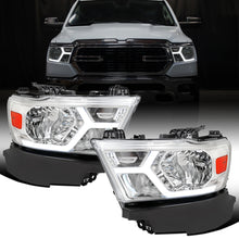 Ronnin - Fits 2019-2024 Ram 1500 Upgraded Factory Replacement Halogen Headlights LED Animated Startup Effect Assembly Pair | Chrome