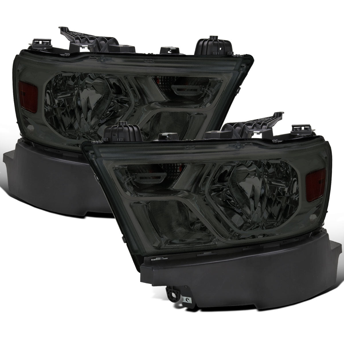 Ronnin - Fits 2019-2024 Ram 1500 Factory Replacement Halogen Headlights Assembly Pair | Smoke