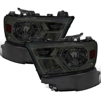 Ronnin - Fits 2019-2024 Ram 1500 Factory Replacement Halogen Headlights Assembly Pair | Smoke