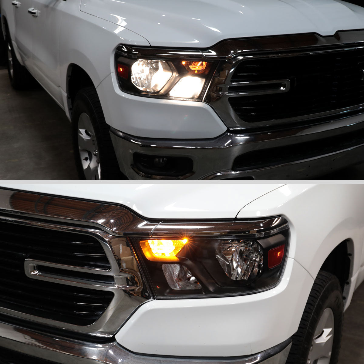 Ronnin - Fits 2019-2024 Ram 1500 Factory Replacement Halogen Headlights Assembly Pair | Black