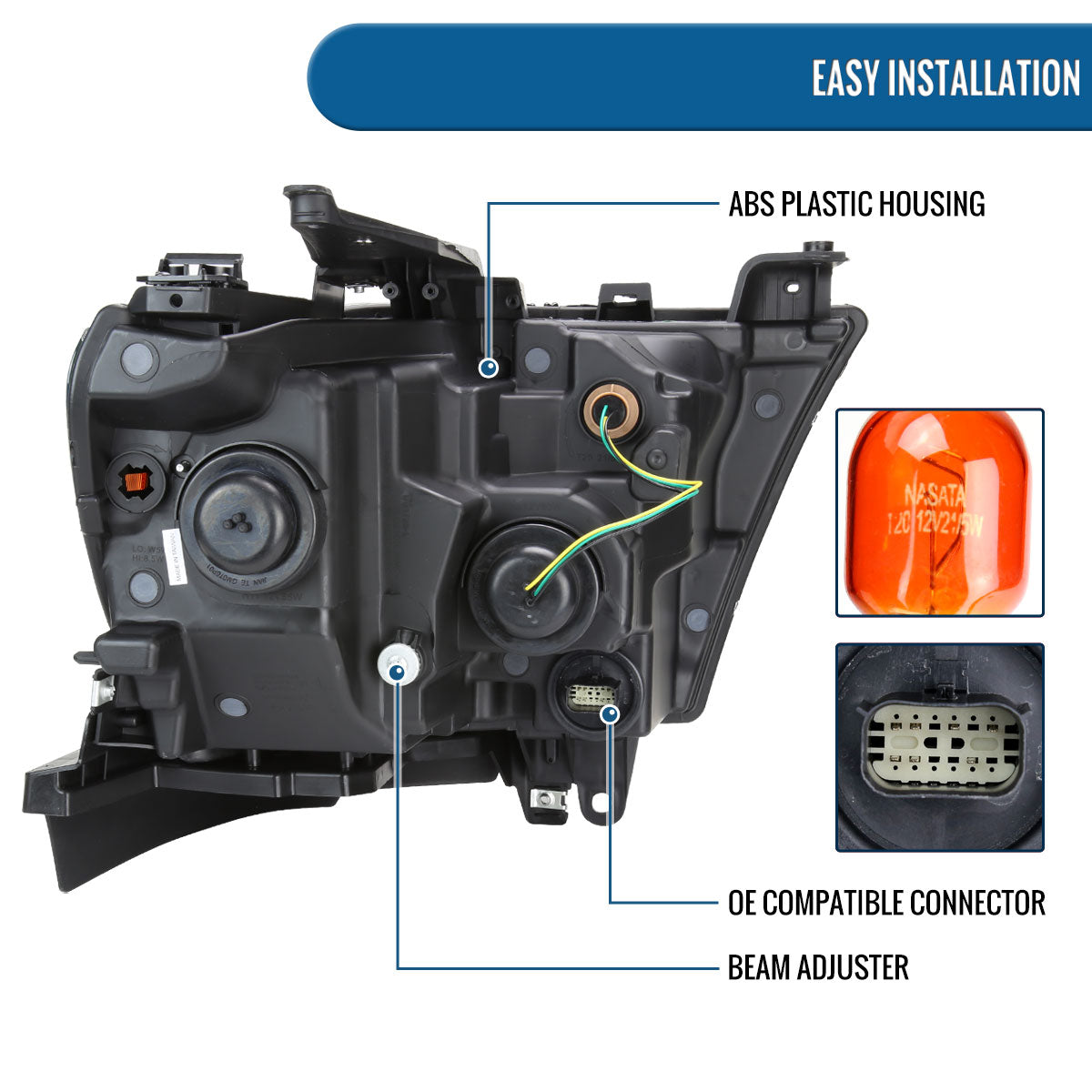 Ronnin - Fits 2019-2024 Ram 1500 Factory Replacement Halogen Headlights Assembly Pair | Black