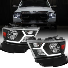 Ronnin - Fits 2019-2024 Ram 1500 Upgraded Factory Replacement Halogen Headlights LED Animated Startup Effect Assembly Pair | Black