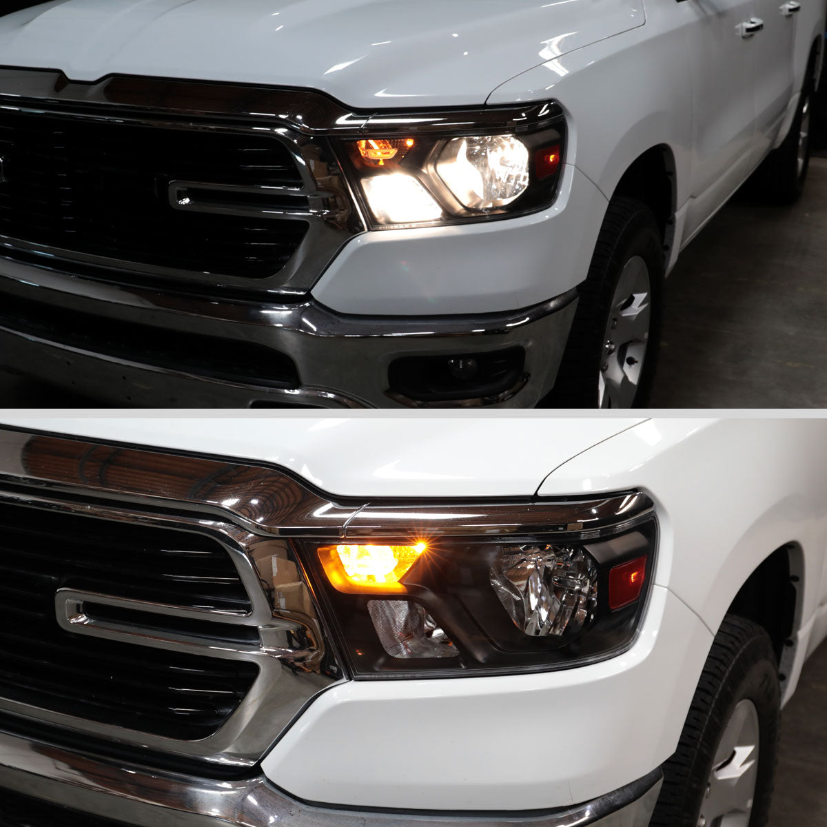 Ronnin - Fits 2019-2024 Ram 1500 Factory Replacement Halogen Headlights Assembly | Driver Side | Black