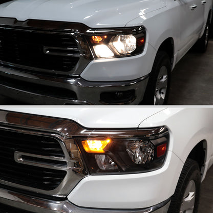 Ronnin - Fits 2019-2024 Ram 1500 Factory Replacement Halogen Headlights Assembly | Driver Side | Black