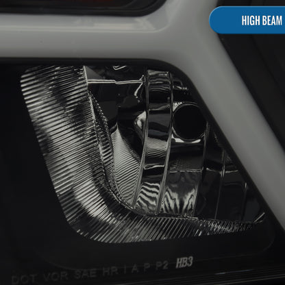 Ronnin - Fits 2019-2024 Ram 1500 Upgraded Factory Replacement Halogen Headlights LED Animated Startup Effect Assembly Pair | Black Smoke